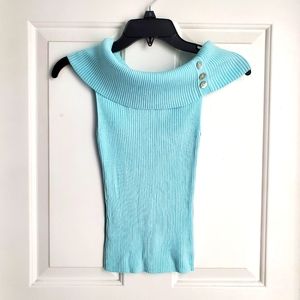 Teal off the shoulder sweater top